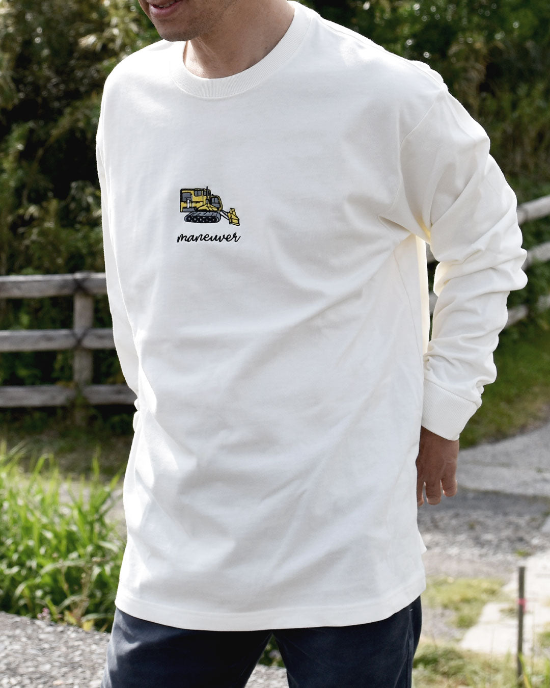 長袖 ロングTシャツ オーバーサイズ ビックシルエット丸首 刺繍 アメカジ ストリート