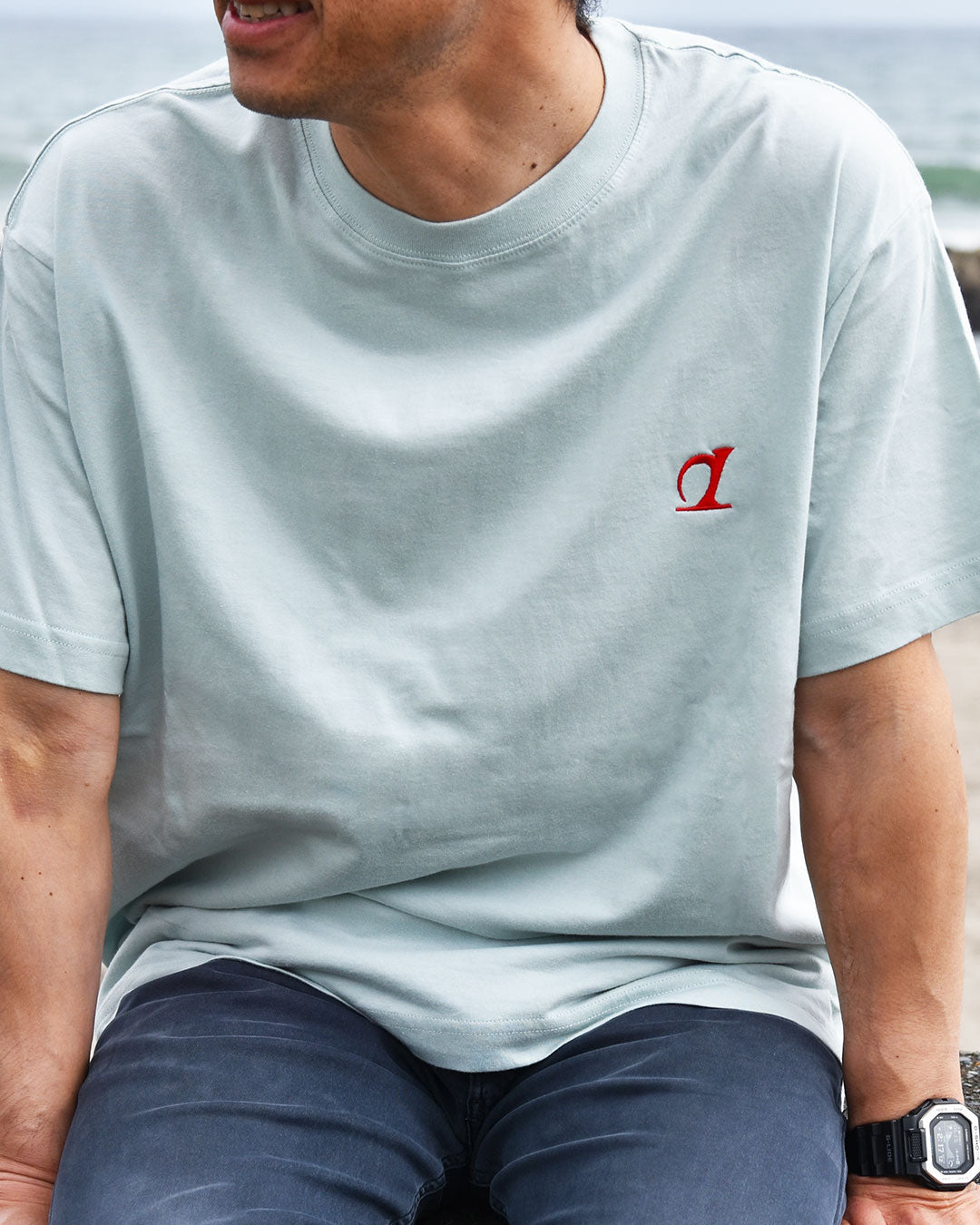 半袖 Tシャツ 刺繍 ストリート ロゴ 丸首 グリーン