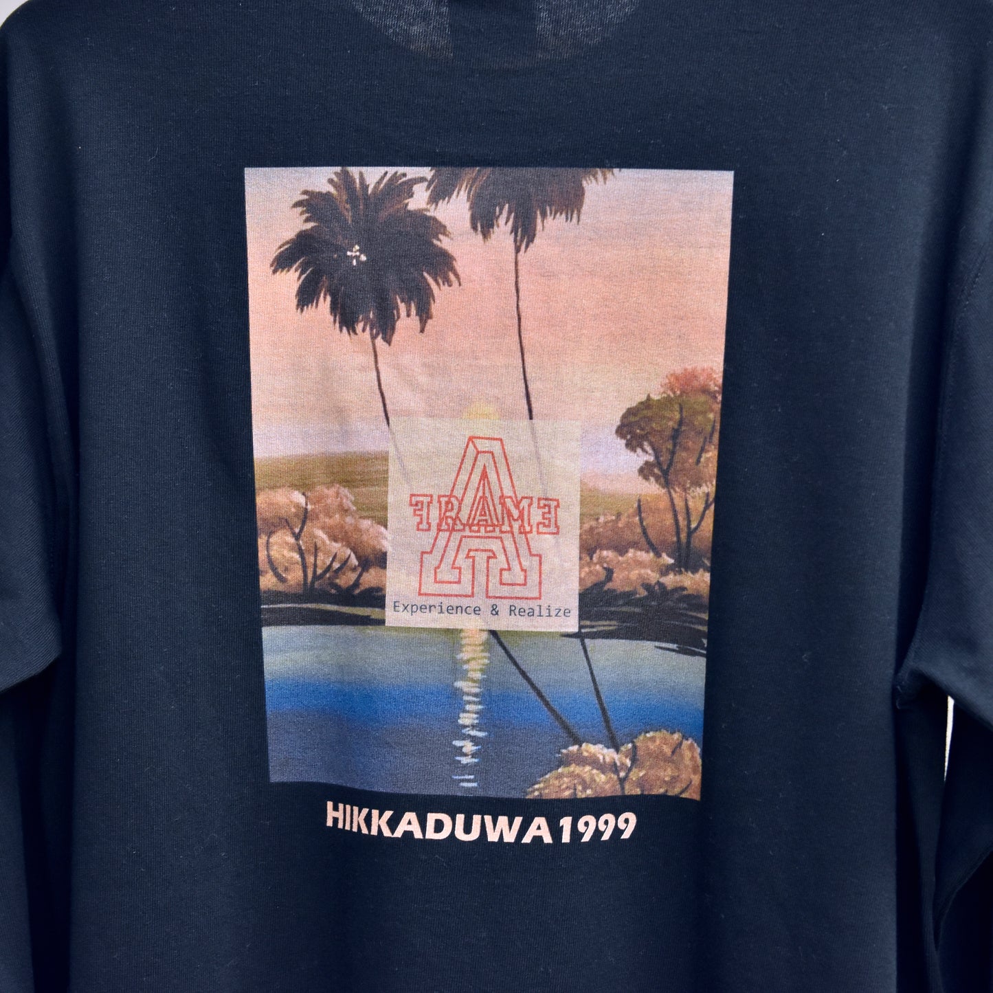 ロングTシャツ ブラック アメカジ ヤシの木 袖口リブ