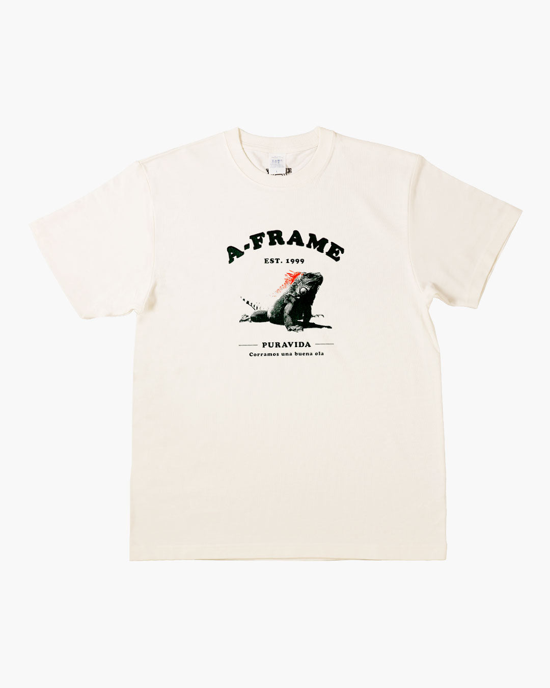 A-frame Tシャツ ナチュラル 白 イグアナプリント
