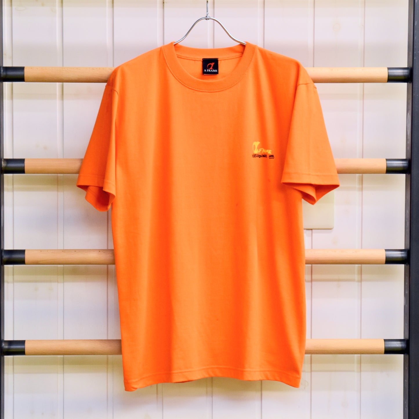 半袖 Tシャツ オレンジ アメカジ ストリート ロゴ 丸首